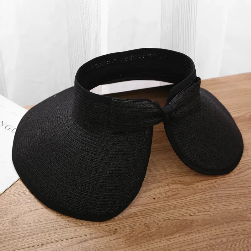 Women's Foldable Wide Brim Straw Hat - UV Protection, Travel & Beach