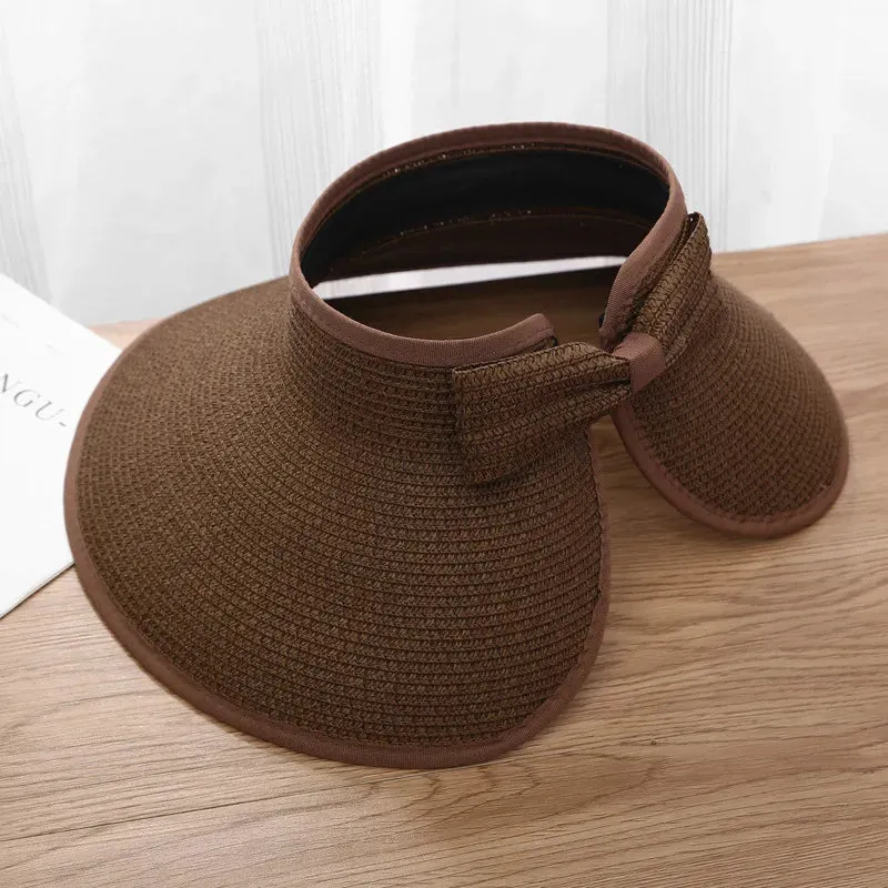 Women's Foldable Wide Brim Straw Hat - UV Protection, Travel & Beach