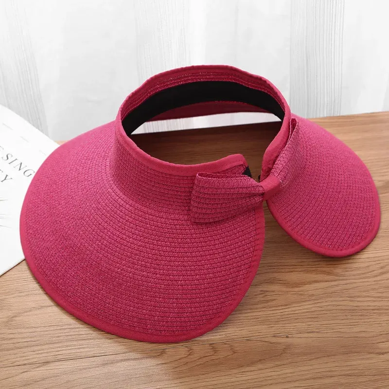 Women's Foldable Wide Brim Straw Hat - UV Protection, Travel & Beach