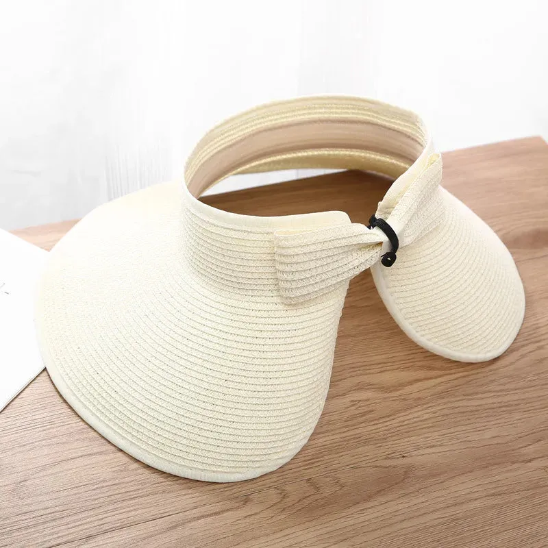 Women's Foldable Wide Brim Straw Hat - UV Protection, Travel & Beach