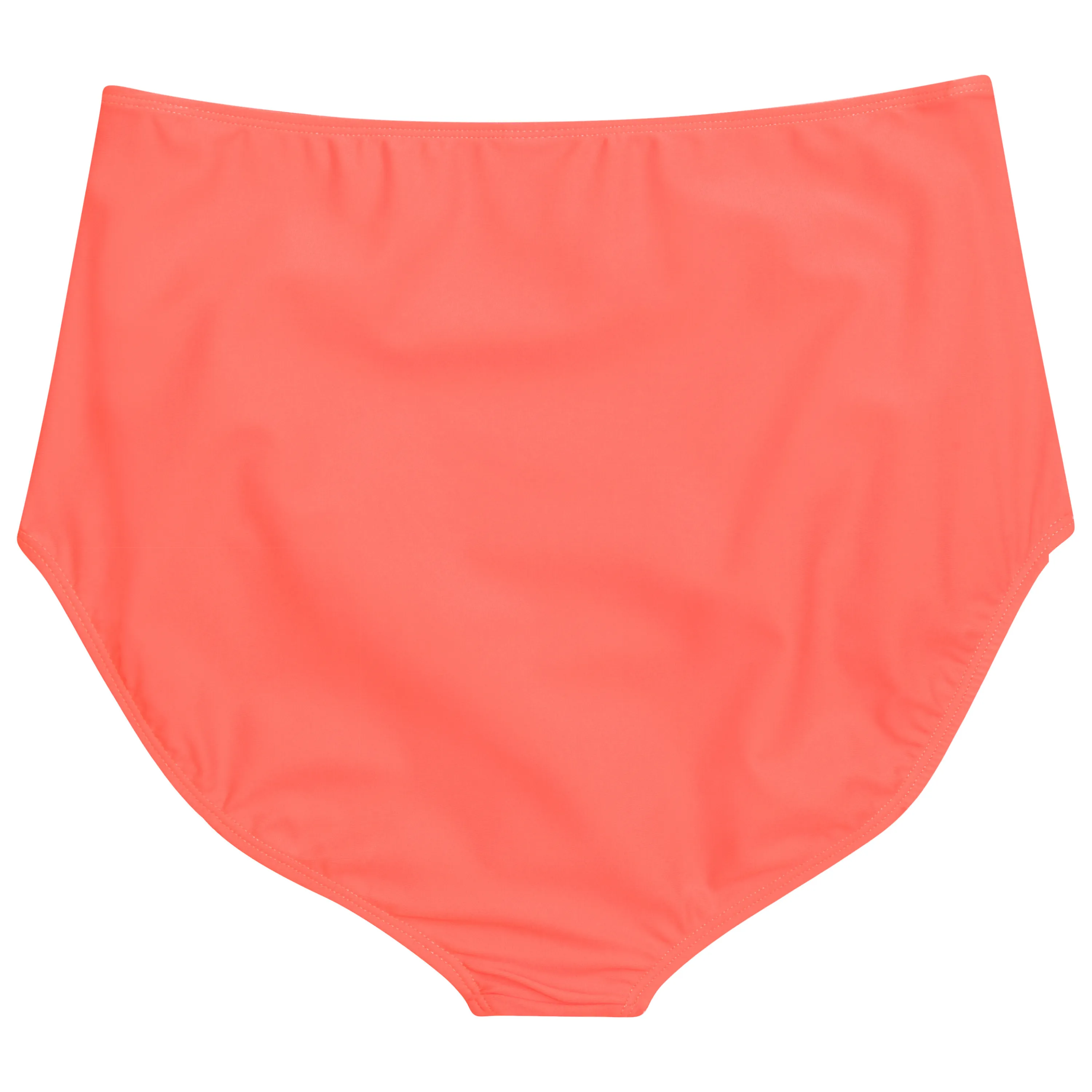 Women's High Waist Bikini Bottoms Ruched | "Neon Orange"