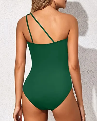Women's Keyhole One Shoulder Modest Full Coverage Swimsuit