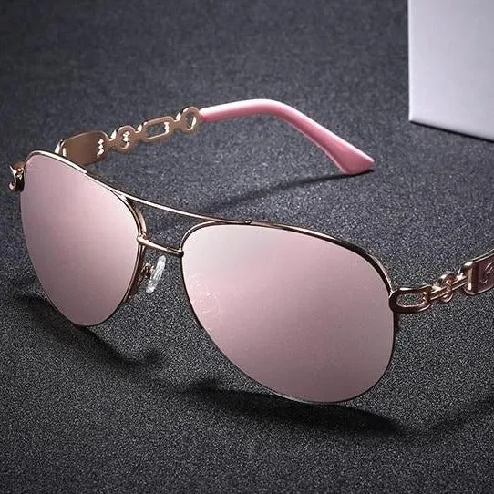 Women's Pilot Sunglasses with Retro Frame