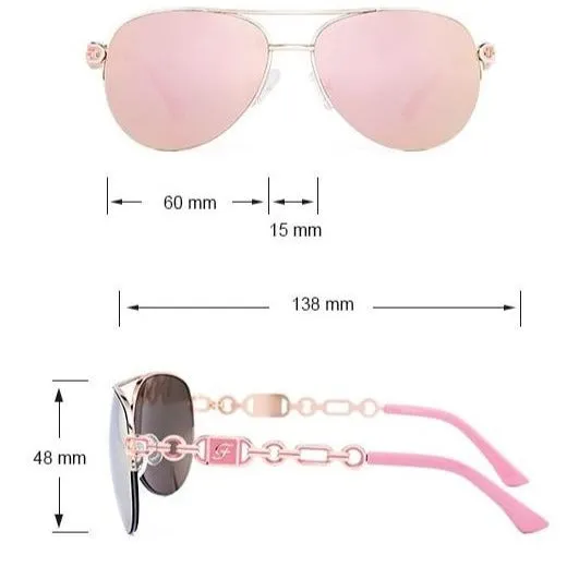 Women's Pilot Sunglasses with Retro Frame