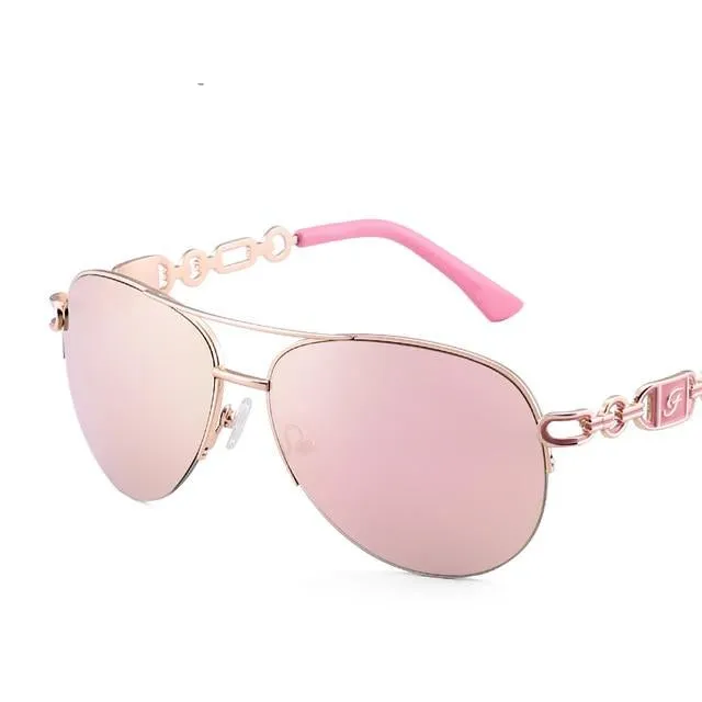 Women's Pilot Sunglasses with Retro Frame
