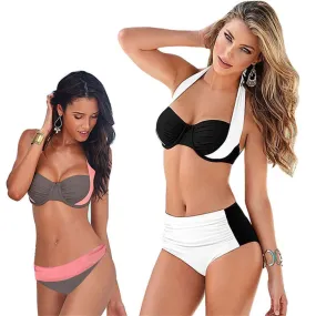 YICN 2018 New Sexy Bikinis Women Swimsuit High Waisted Bathing Suits Swim Halter Push Up Bikini Set Plus Size Swimwear 3XL